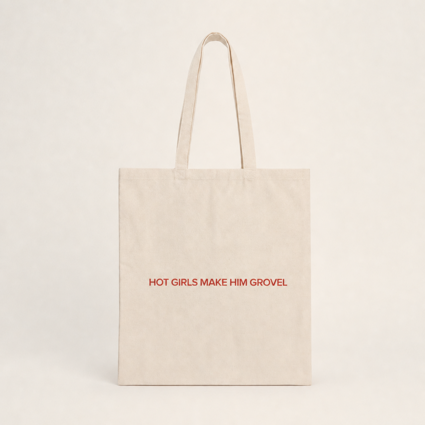 Hot Girls Make Him Grovel natural cotton tote bag in brand red, romance reader merch by After Hours Book Club