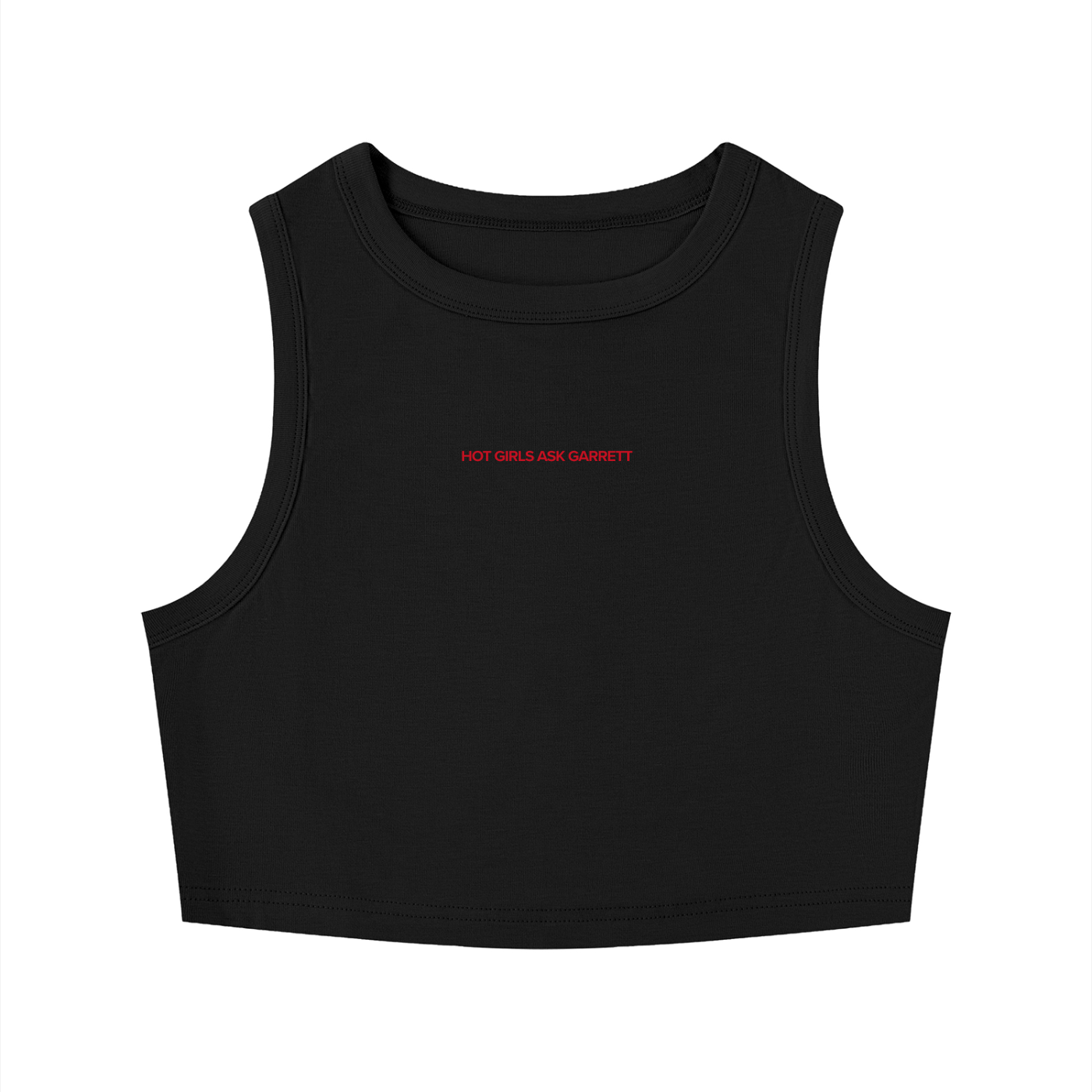 Hot Girls Ask Garrett crop tank worn as hockey romance merch