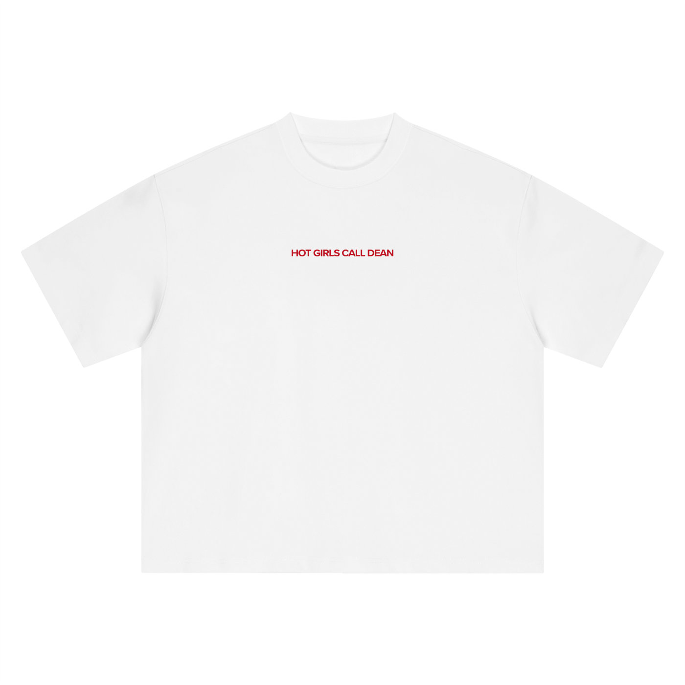 Hot Girls Call Dean boxy oversized tee in brand red, hockey romance merch by After Hours Book Club