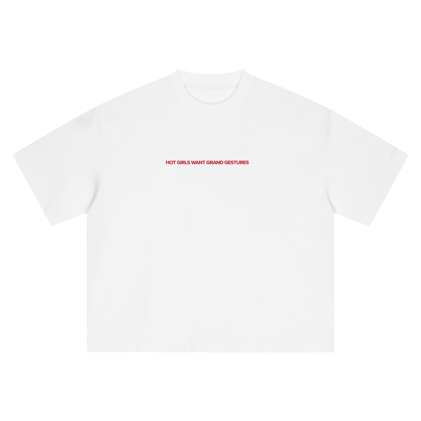 Hot Girls Want Grand Gestures boxy oversized tee in brand red, romance reader merch by After Hours Book Club