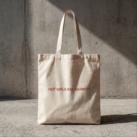 Hot Girls Ask Garrett cotton canvas tote bag — After Hours Book Club