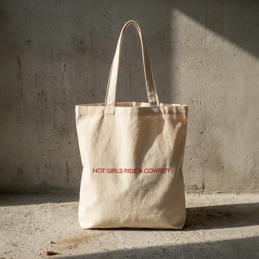 Hot Girls Ride a Cowboy cotton canvas tote bag — After Hours Book Club