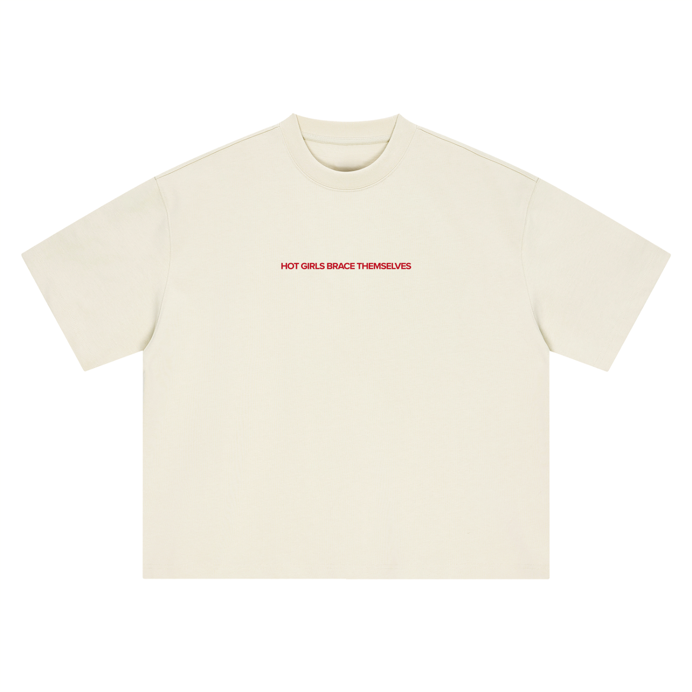 Hot Girls Brace Themselves boxy oversized tee shown in natural light