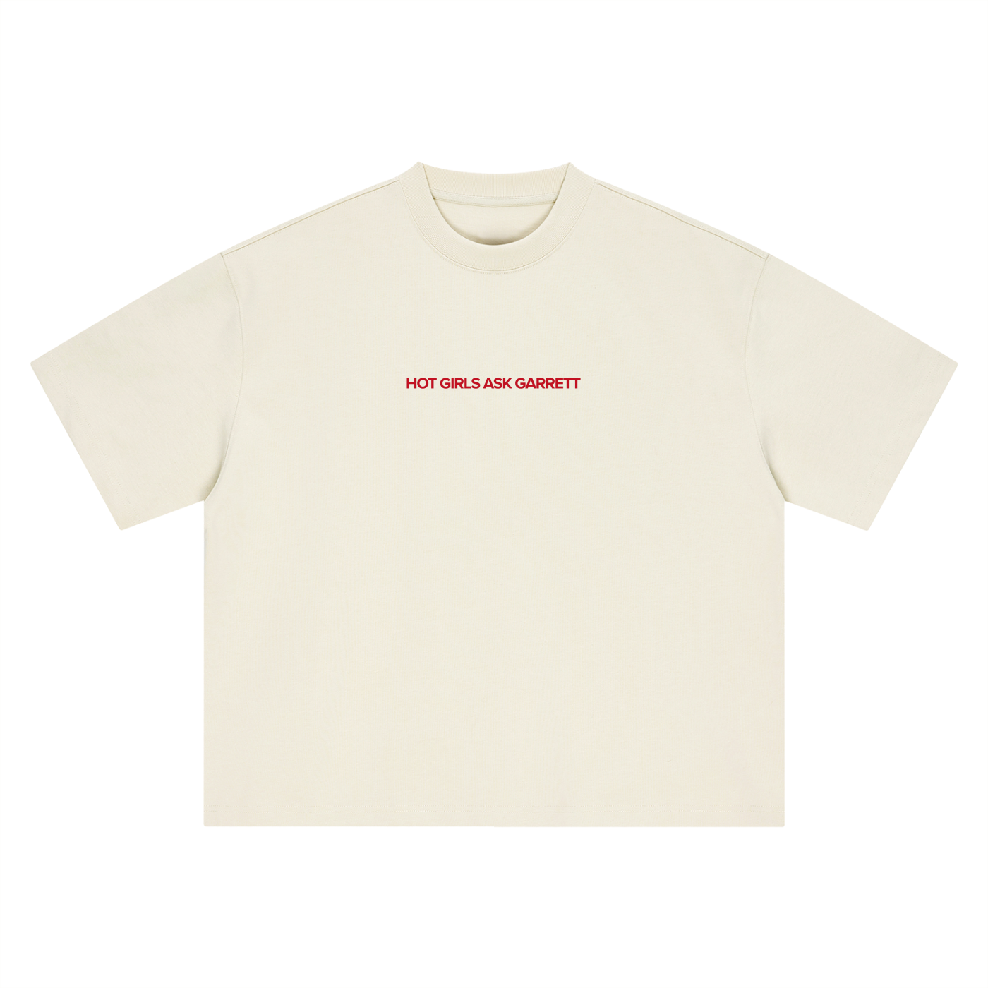 Hot Girls Ask Garrett boxy oversized tee shown in natural light