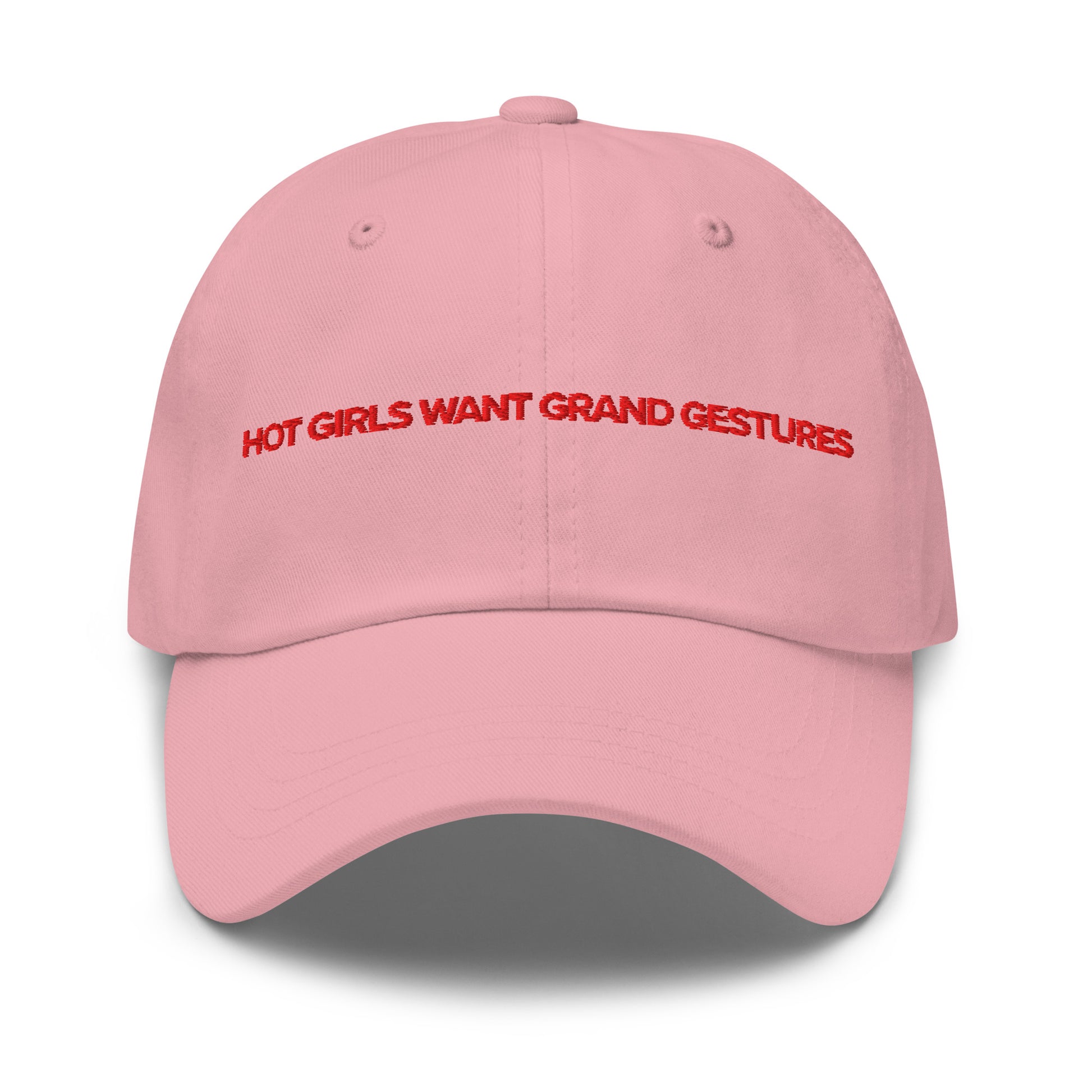 Hot Girls Want Grand Gestures embroidered dad cap, side view