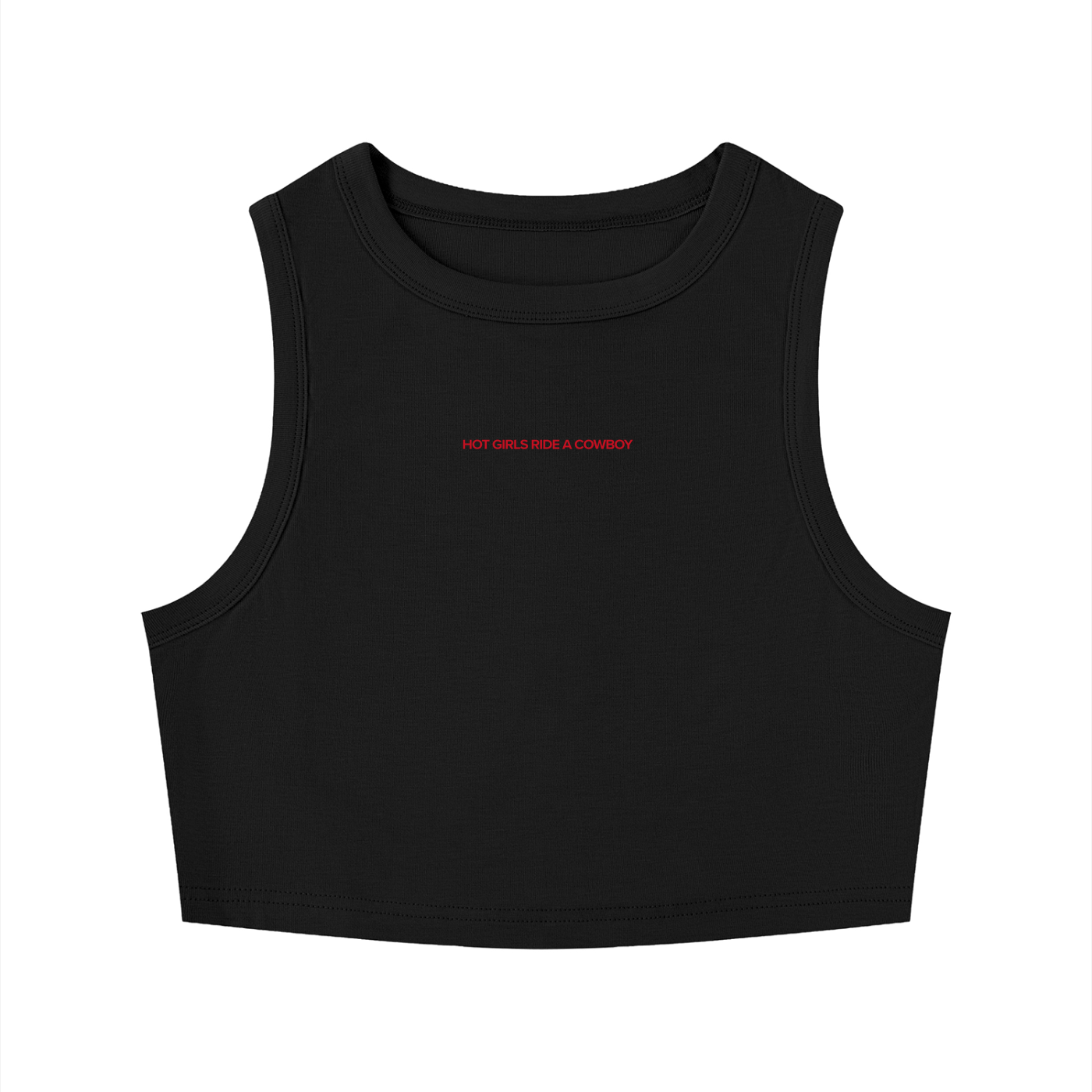 Hot Girls Ride a Cowboy crop tank worn as cowboy romance merch